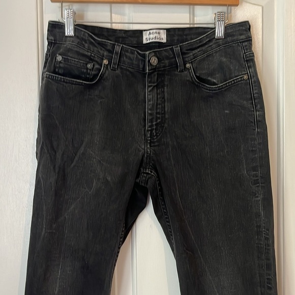 ACNE Studios | The Row Straight Leg Black Crease Cropped Denim Jean Size 29/8 - Picture 4 of 13